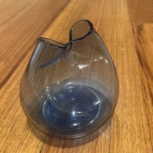 Vintage Blenko Blue Pinched Ivy Vase